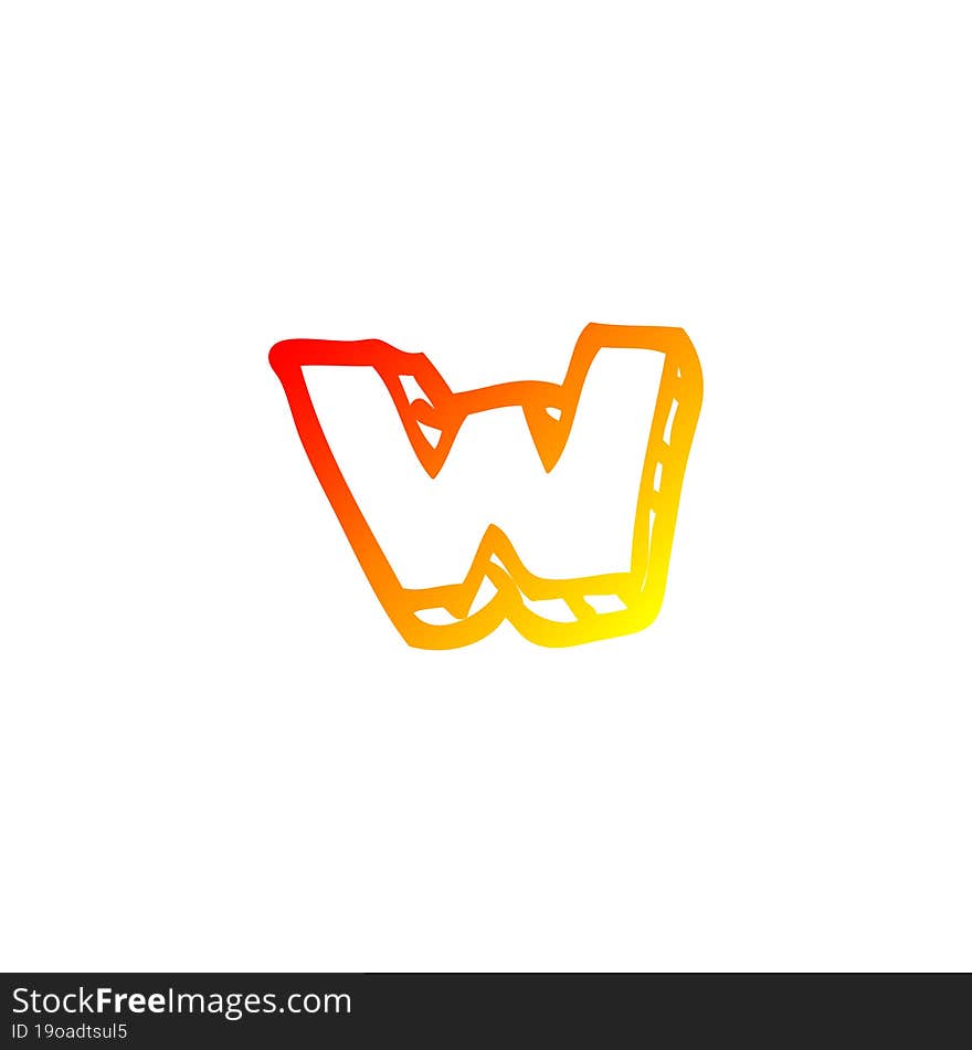 warm gradient line drawing of a cartoon letter w