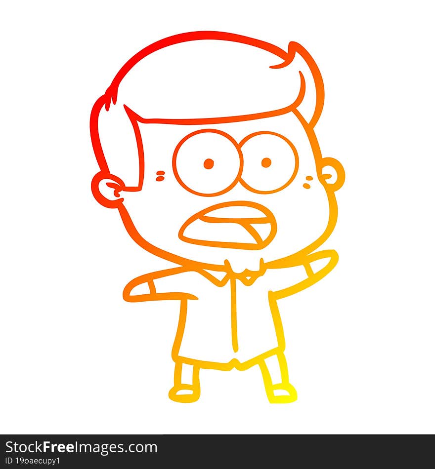 warm gradient line drawing cartoon shocked man