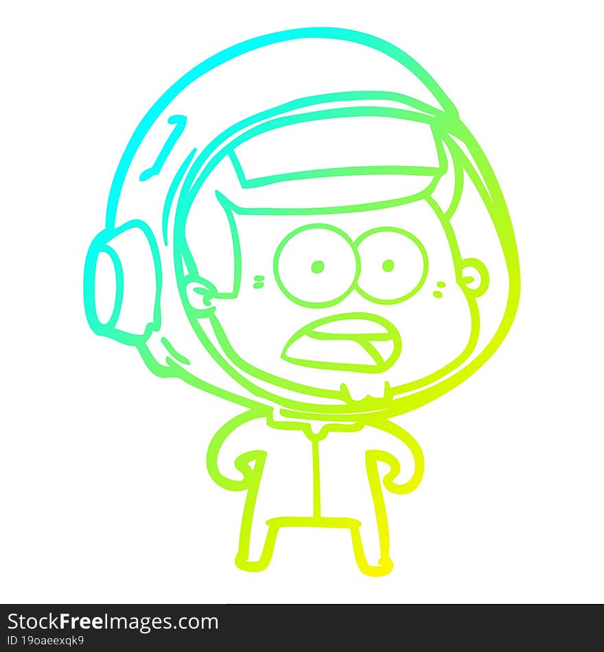 cold gradient line drawing cartoon surprised astronaut