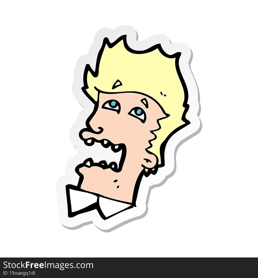 sticker of a cartoon frightened man