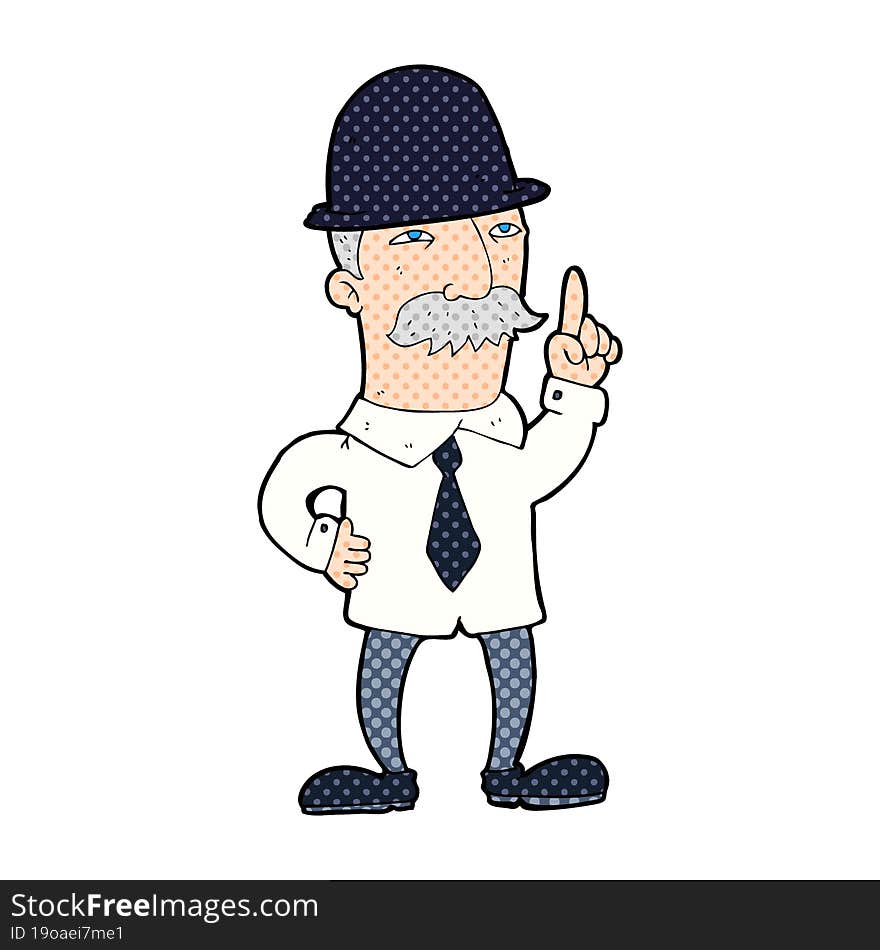 cartoon man in bowler hat