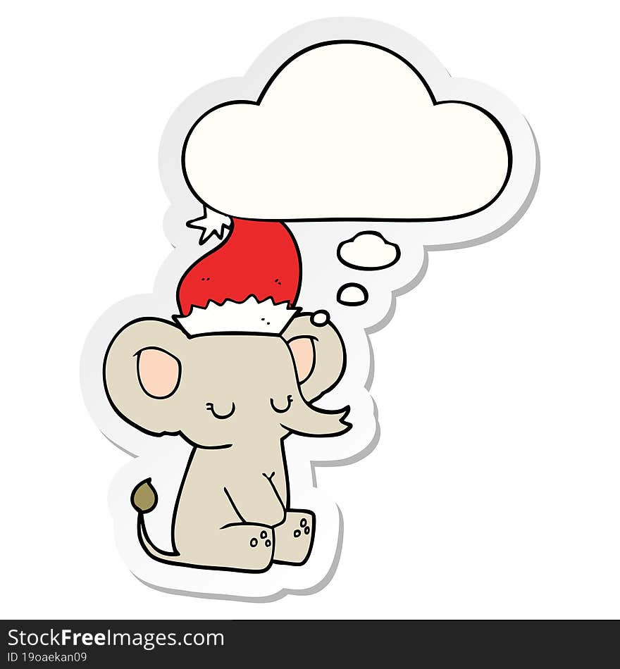 cute christmas elephant and thought bubble as a printed sticker