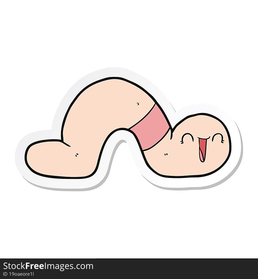 sticker of a cartoon worm