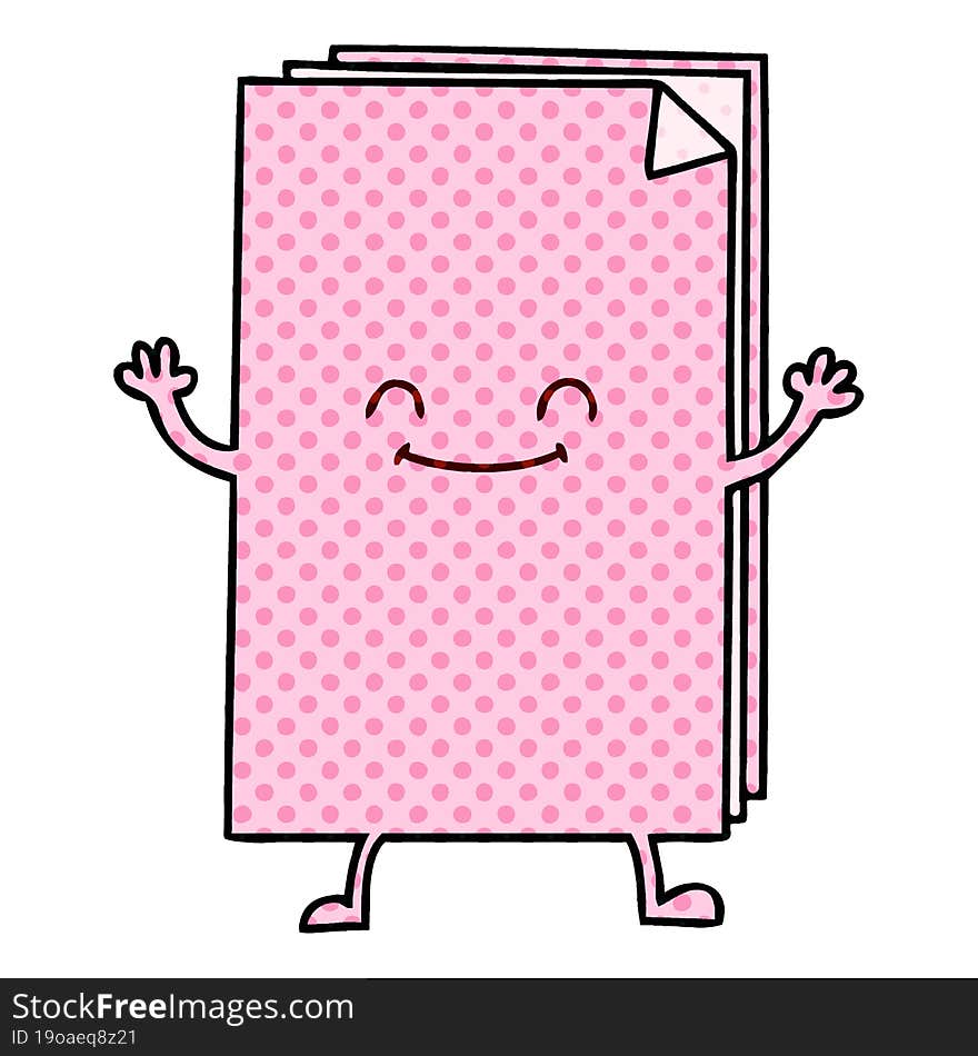 quirky comic book style cartoon happy stack of papers