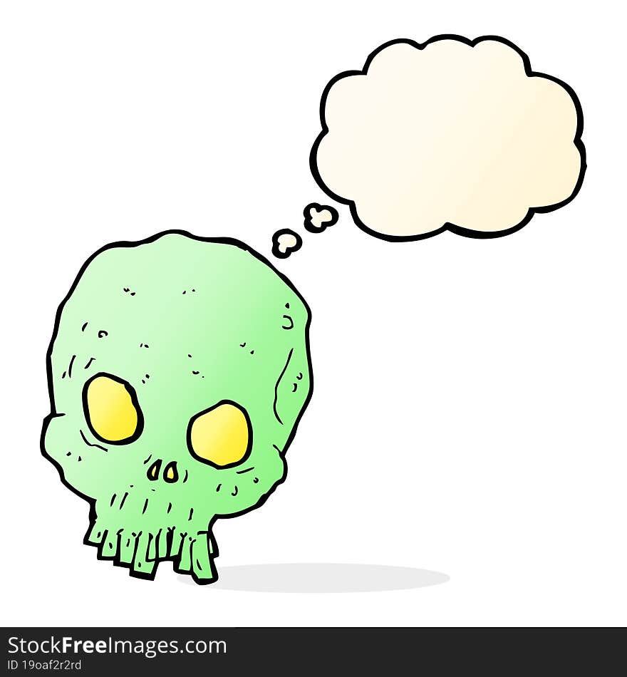 Cartoon Spooky Skull With Thought Bubble