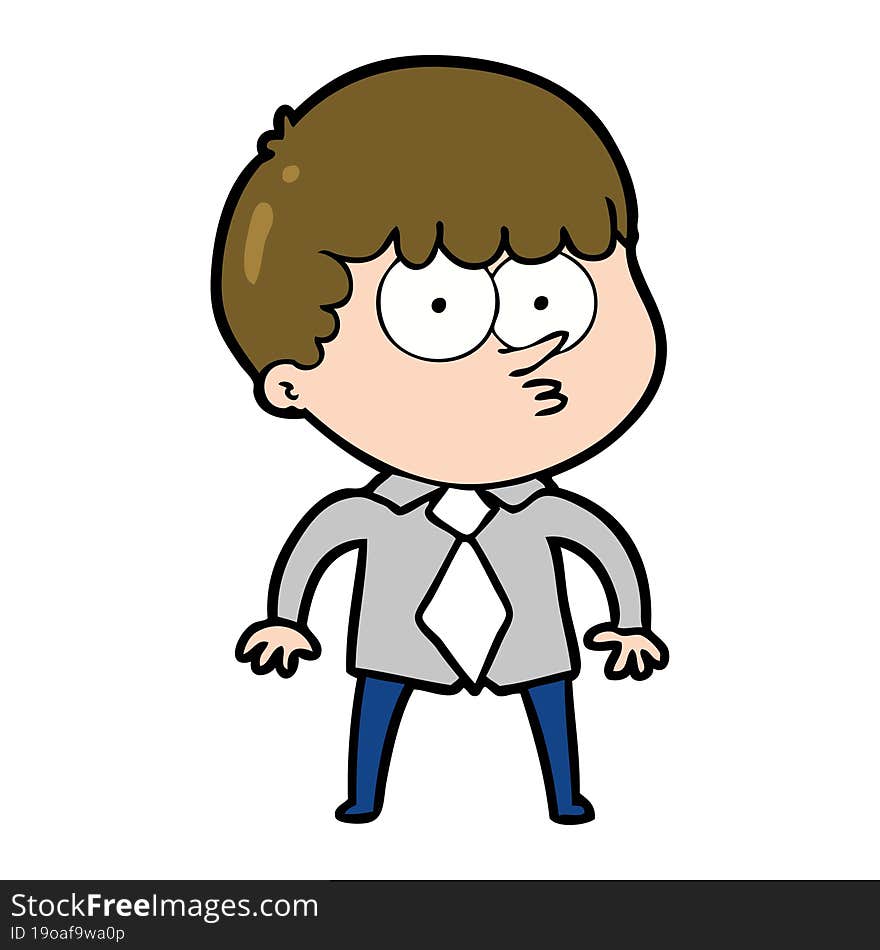 cartoon nervous boy in shirt and tie. cartoon nervous boy in shirt and tie