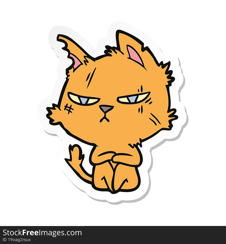 sticker of a tough cartoon cat