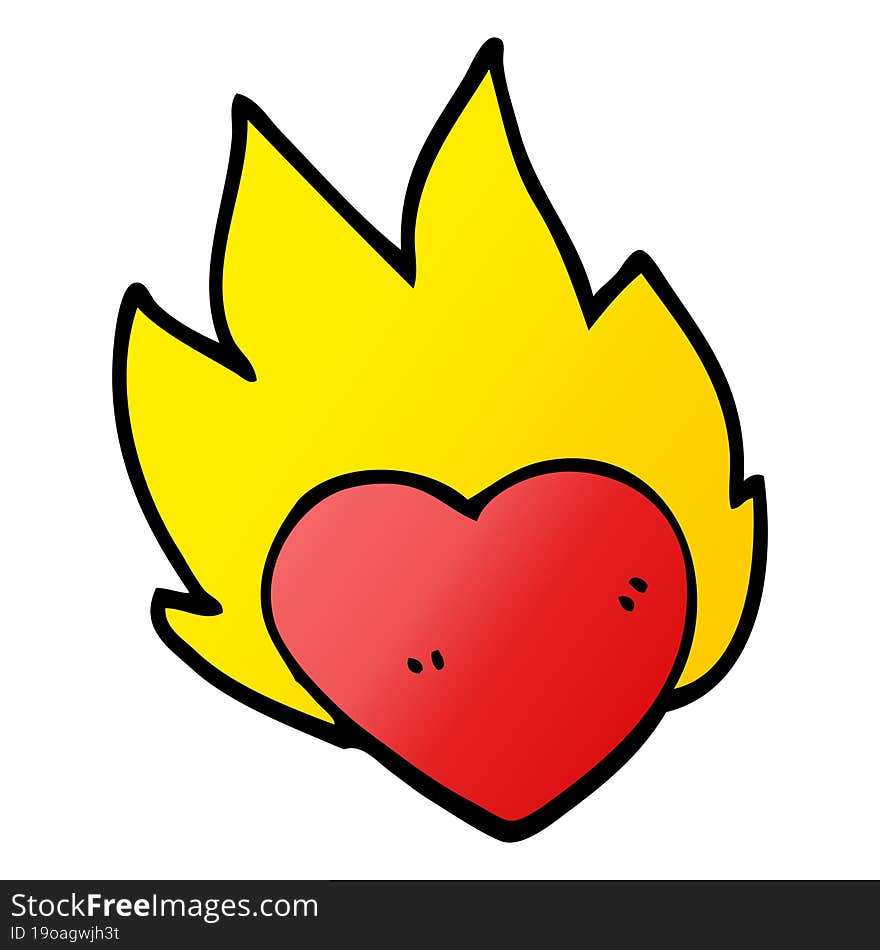 Cartoon Doodle Flaming Heart