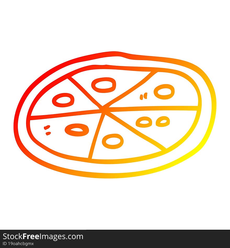 warm gradient line drawing cartoon pizza