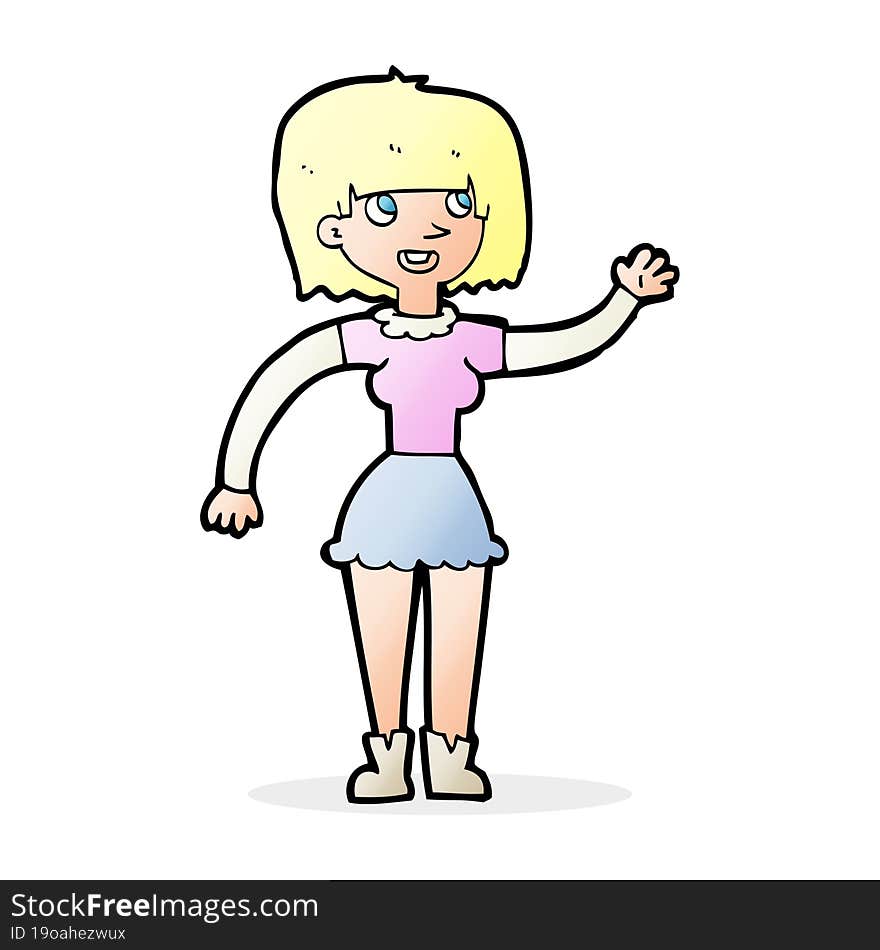 Cartoon Girl Waving