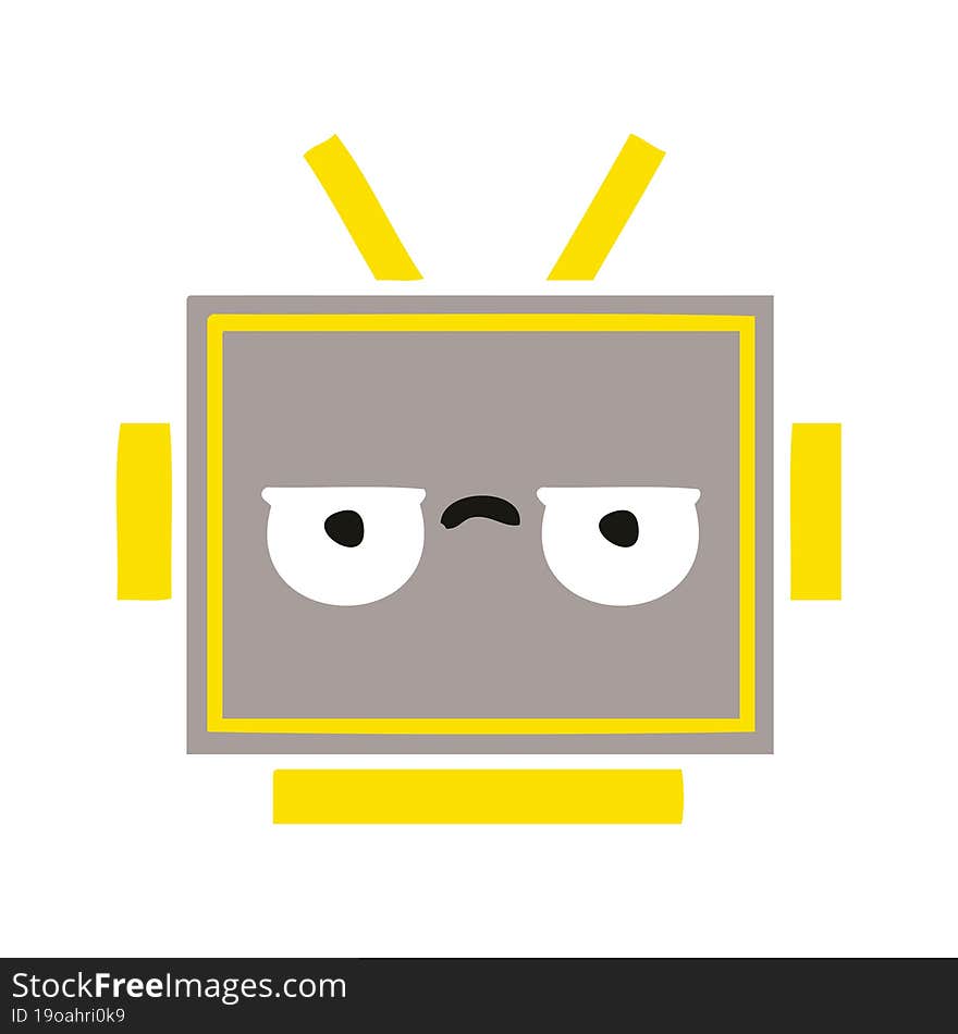 flat color retro cartoon robot head