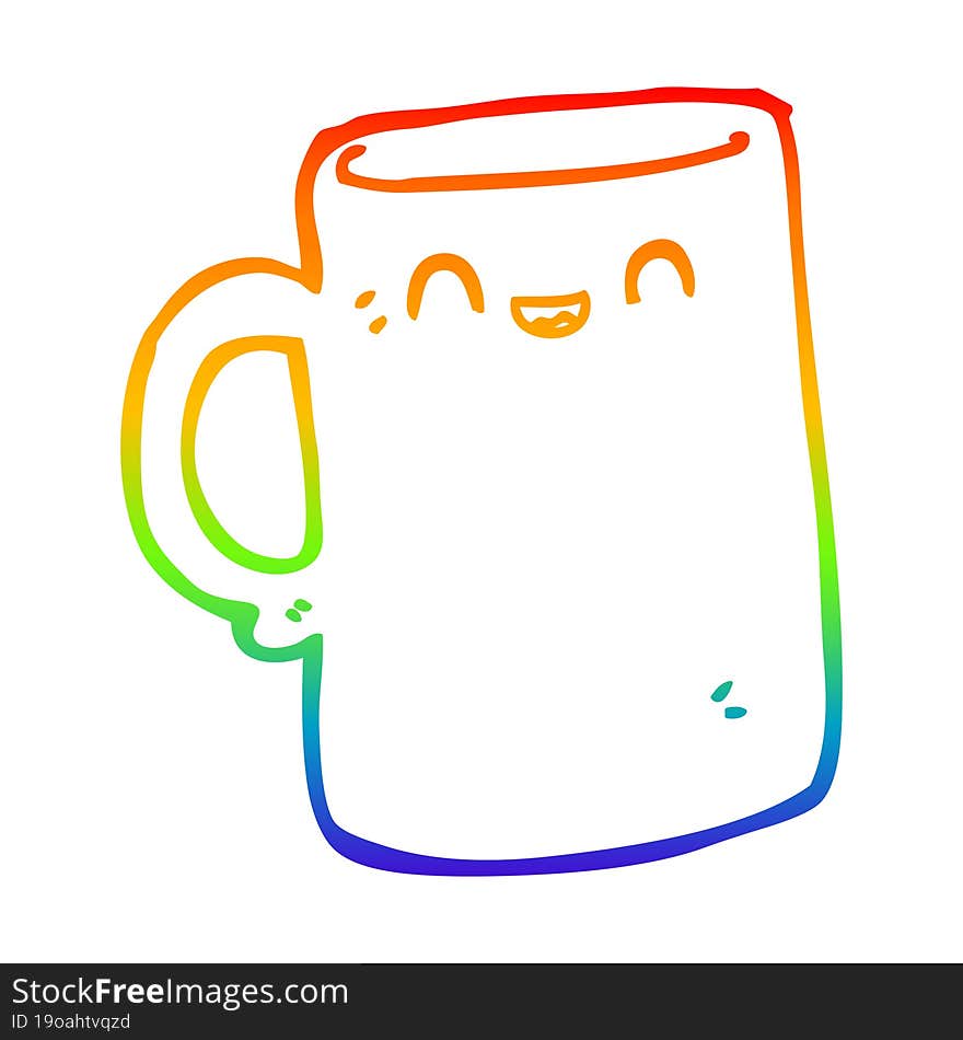 Rainbow Gradient Line Drawing Cartoon Mug