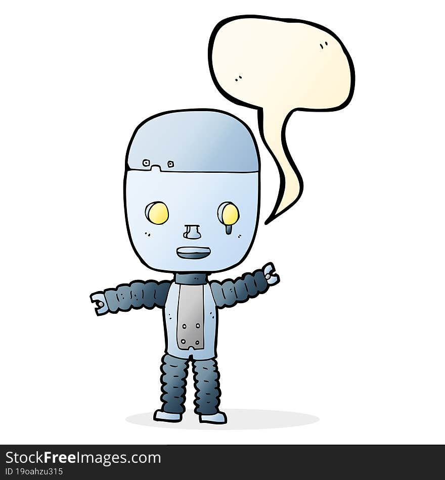 Cartoon Robot With Speech Bubble