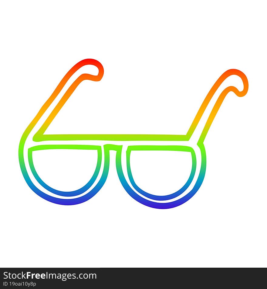 rainbow gradient line drawing of a cartoon glasses