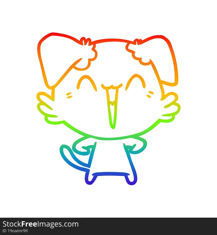 rainbow gradient line drawing happy little dog cartoon