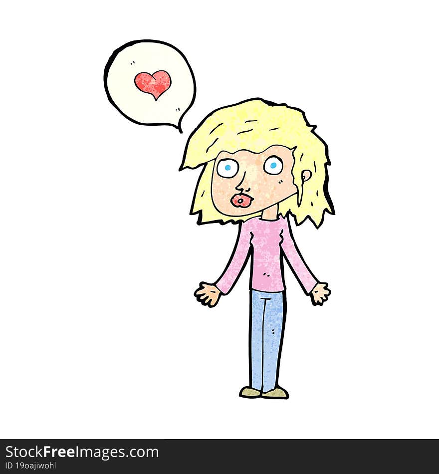 cartoon woman in love