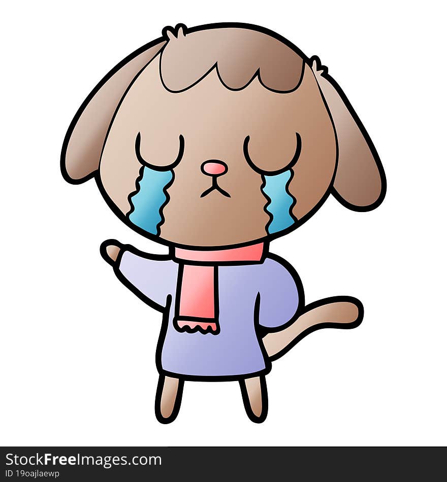 cute cartoon dog crying. cute cartoon dog crying