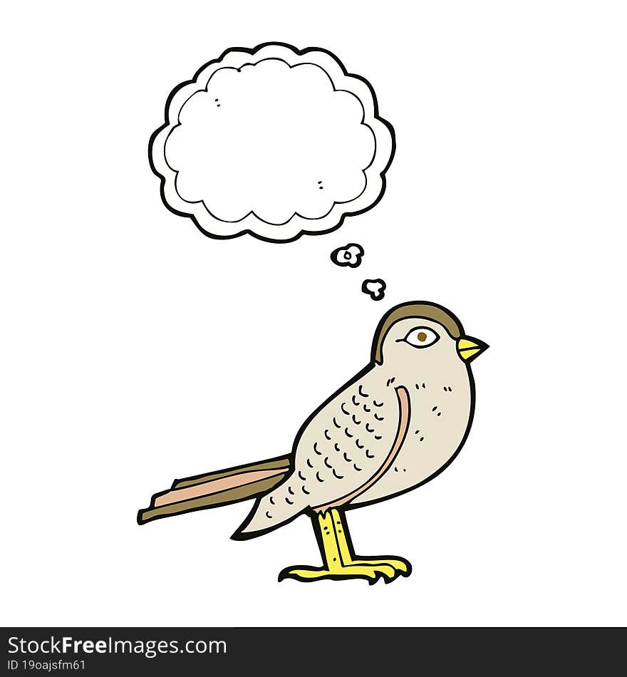 Cartoon Garden Bird With Thought Bubble