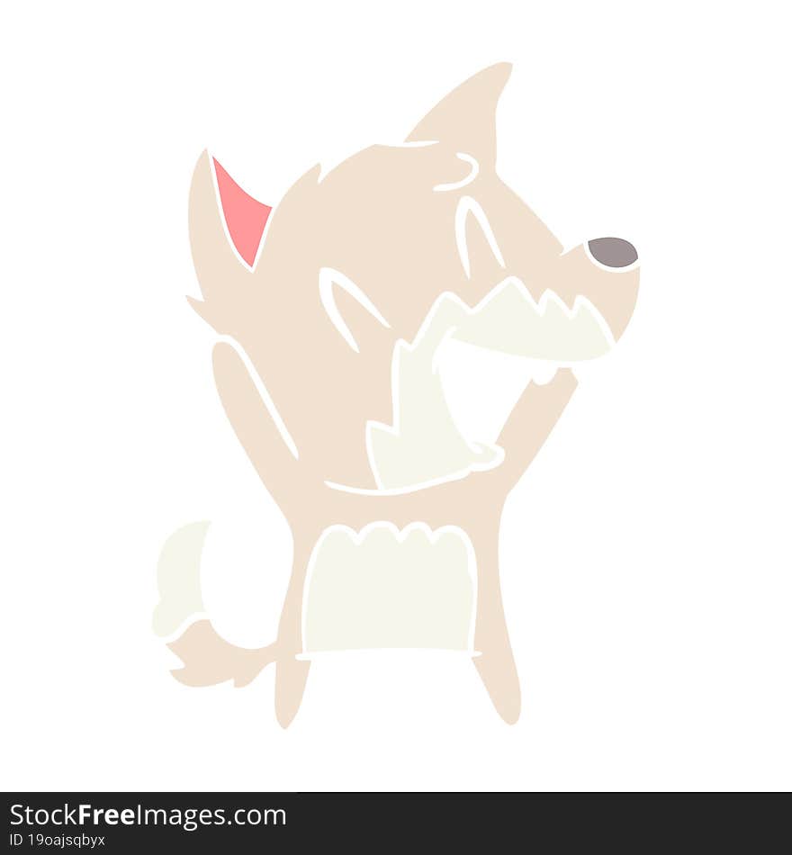 laughing fox flat color style cartoon