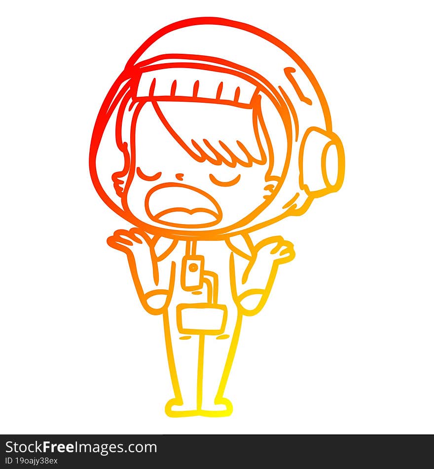 warm gradient line drawing cartoon talking astronaut