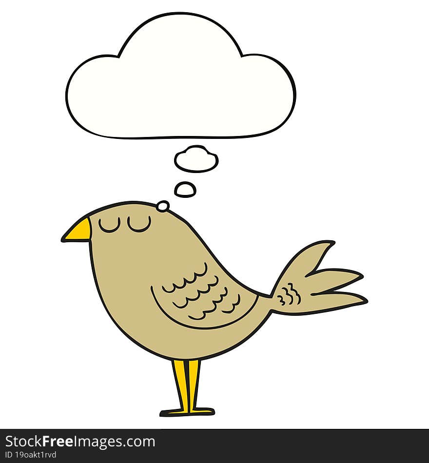 cartoon bird with thought bubble. cartoon bird with thought bubble