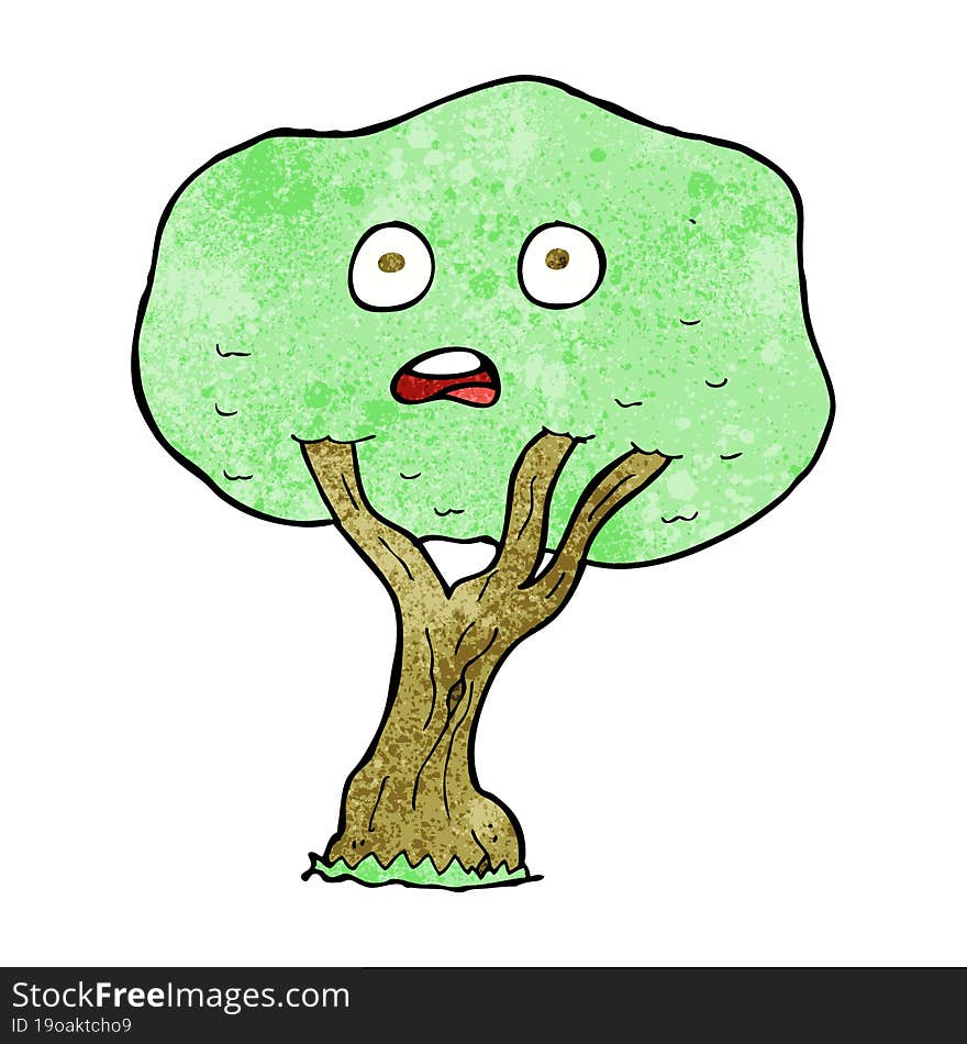 cartoon unhappy tree. cartoon unhappy tree