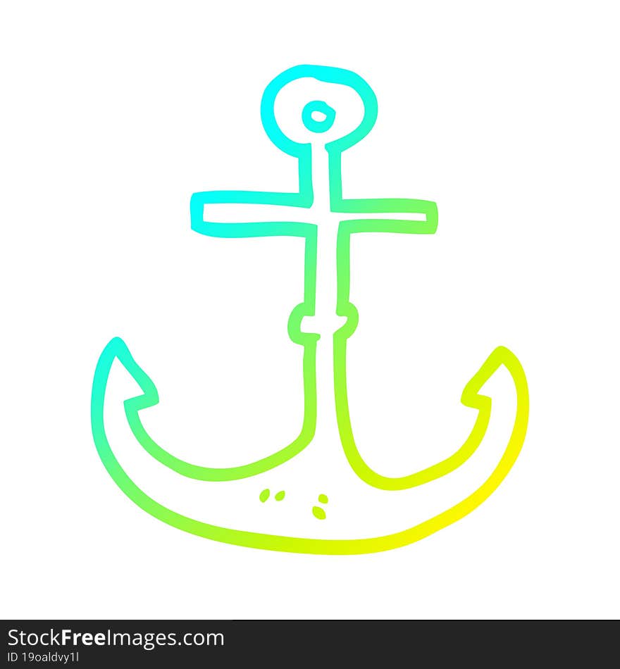 cold gradient line drawing cartoon ship anchor