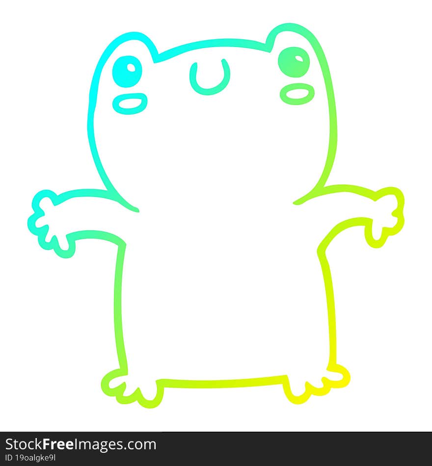 cold gradient line drawing of a cartoon frog