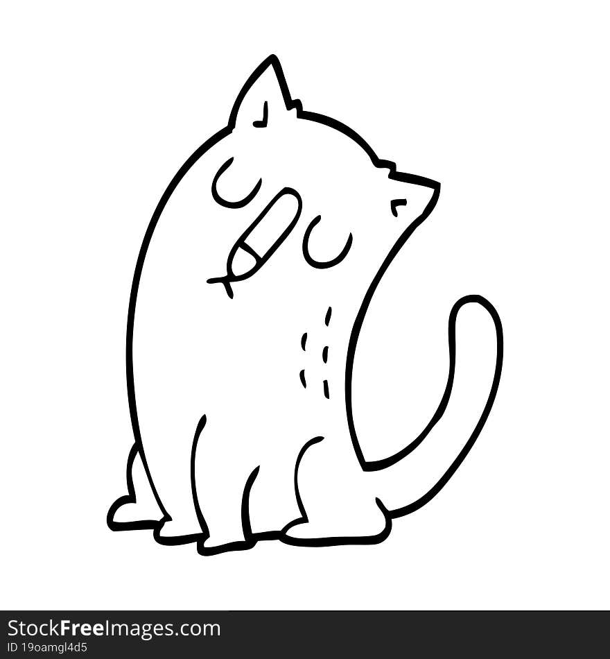 line drawing cartoon funny cat