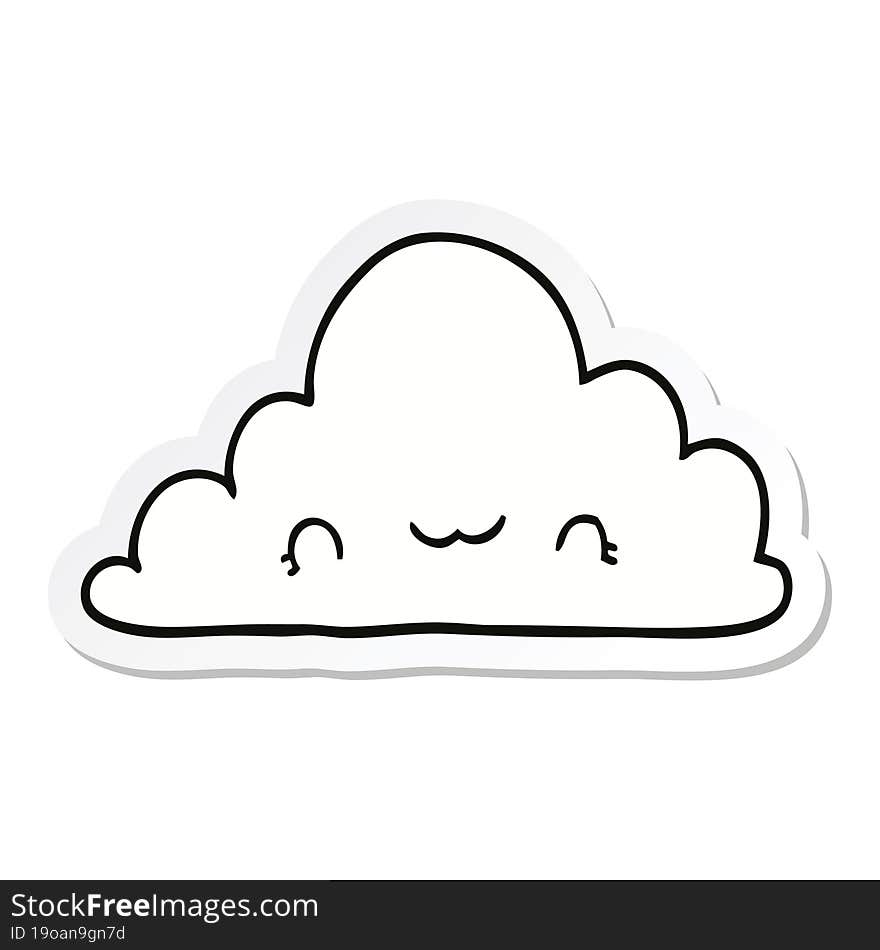 sticker of a cute cartoon cloud