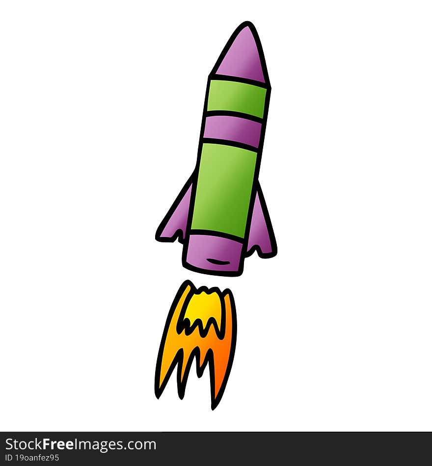 Gradient Cartoon Doodle Of A Space Rocket