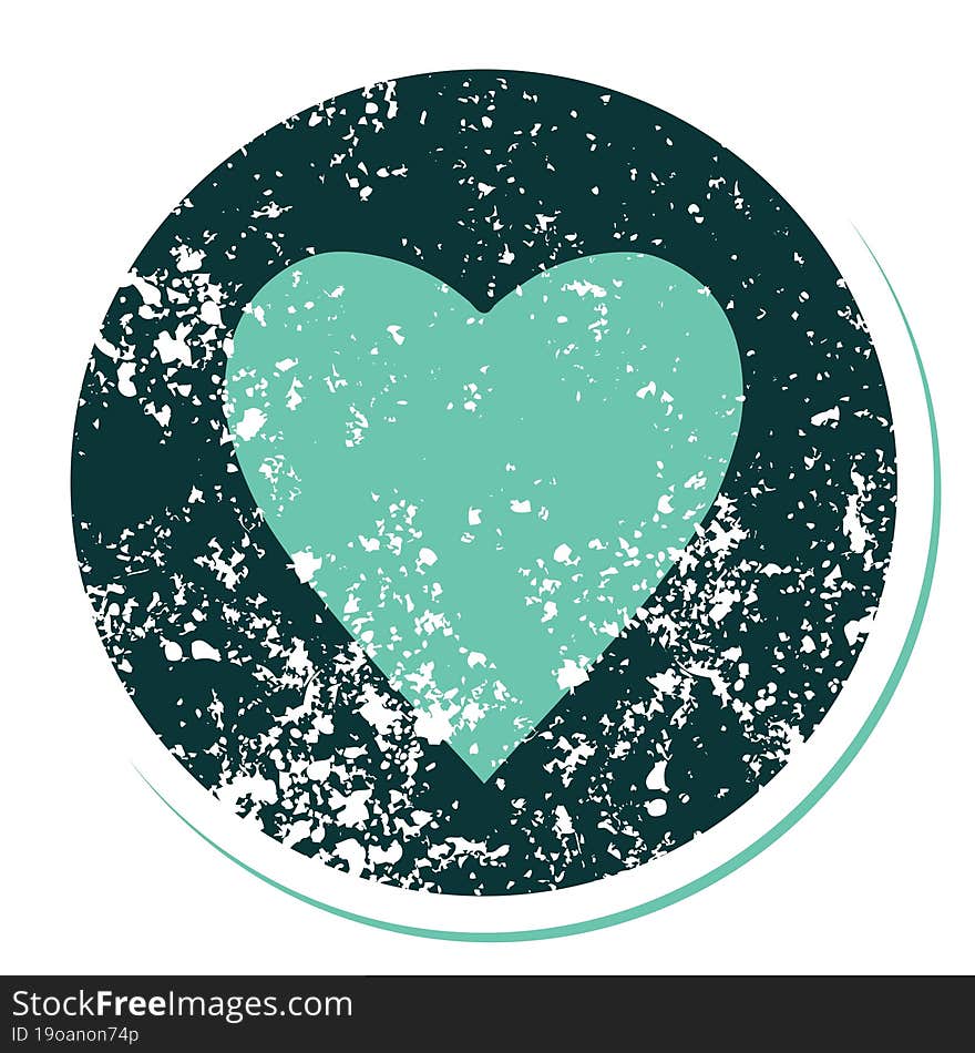 iconic distressed sticker tattoo style image of a heart. iconic distressed sticker tattoo style image of a heart