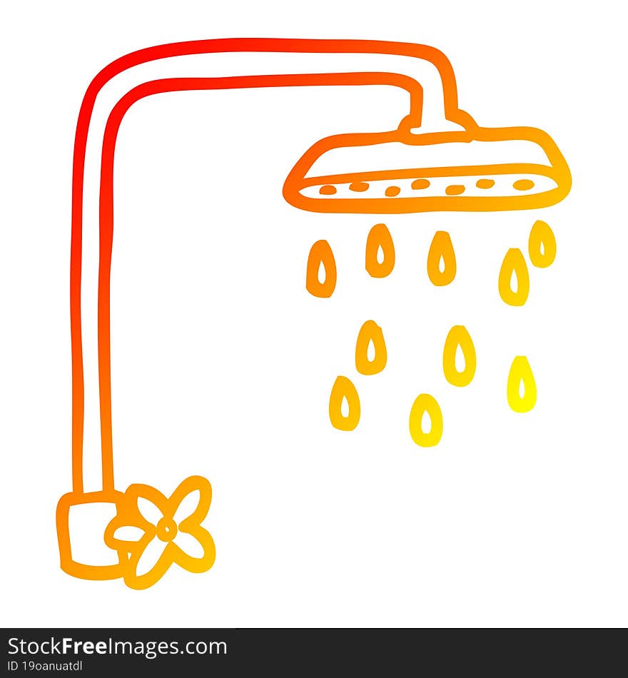 warm gradient line drawing cartoon shower head