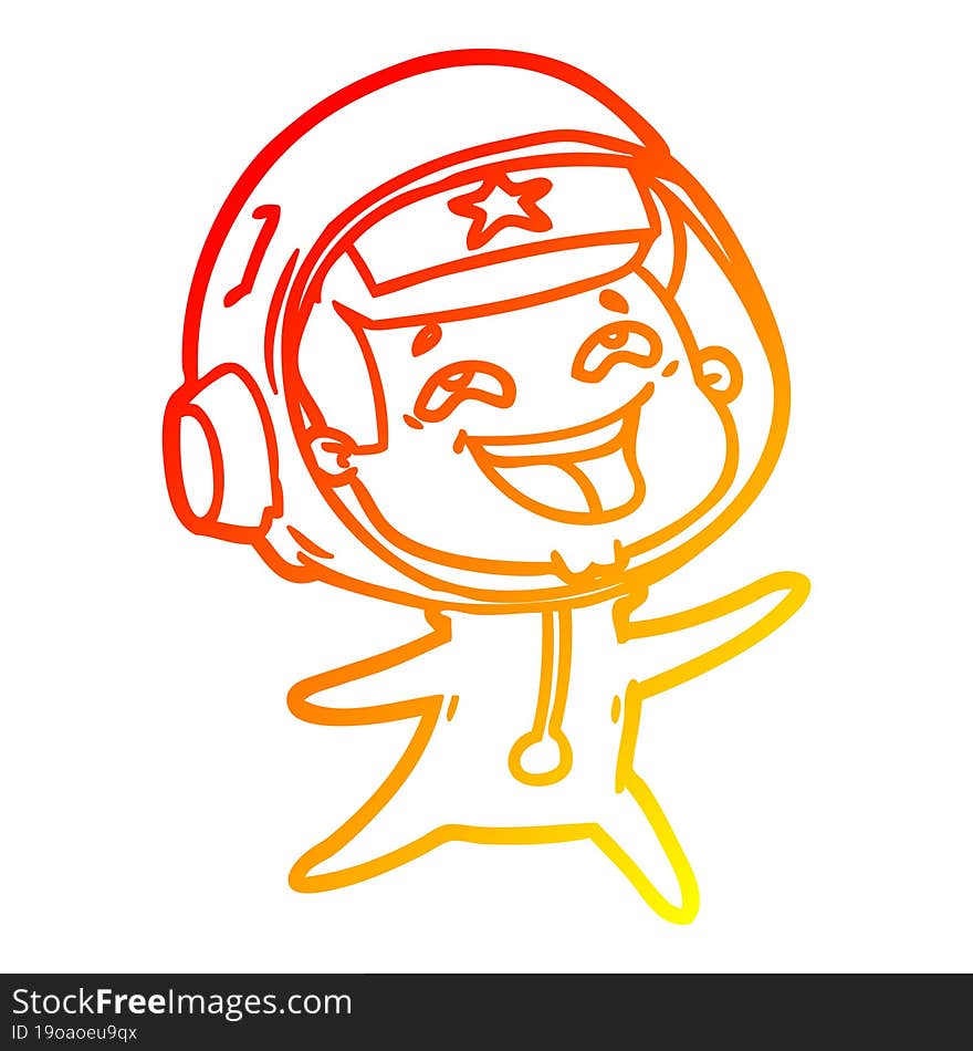 warm gradient line drawing cartoon laughing astronaut