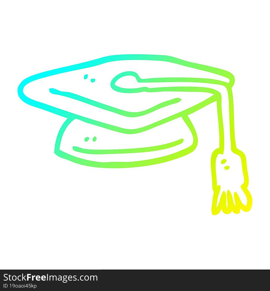 cold gradient line drawing cartoon graduation hat