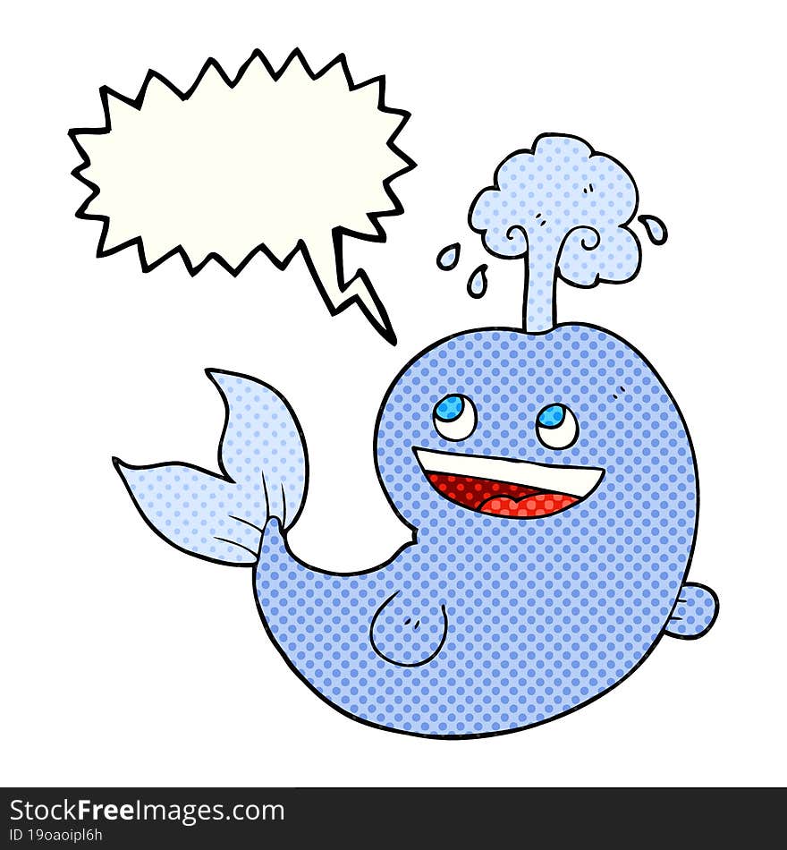 comic book speech bubble cartoon whale spouting water