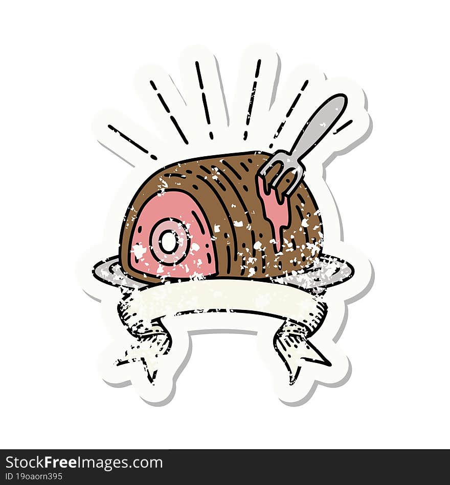 Grunge Sticker Of Tattoo Style Roast Beef