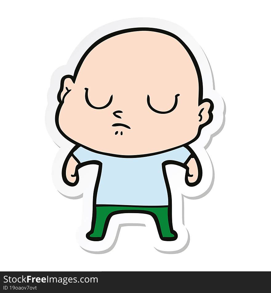 sticker of a cartoon bald man