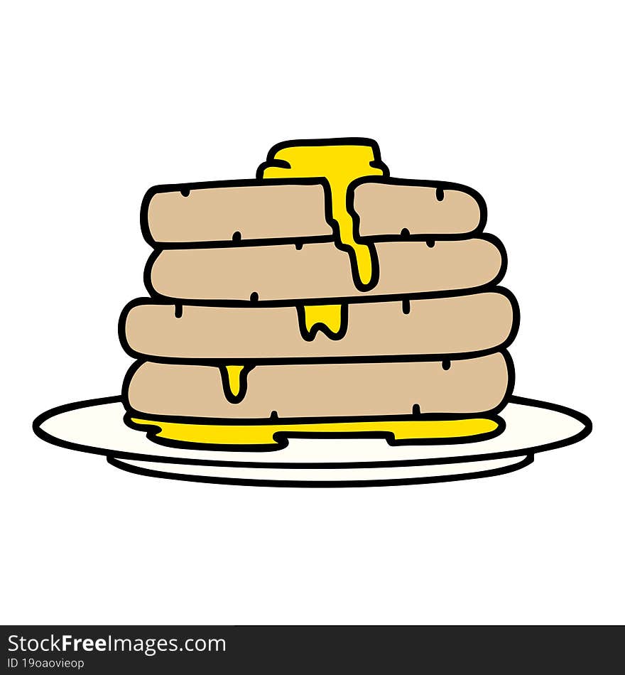 cartoon stack of pancakes with butter