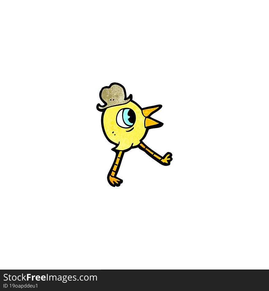 cartoon retro bird character