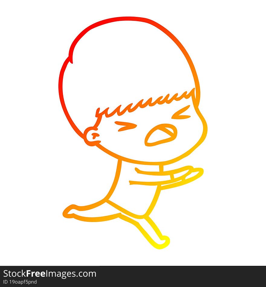 Warm Gradient Line Drawing Cartoon Stressed Man