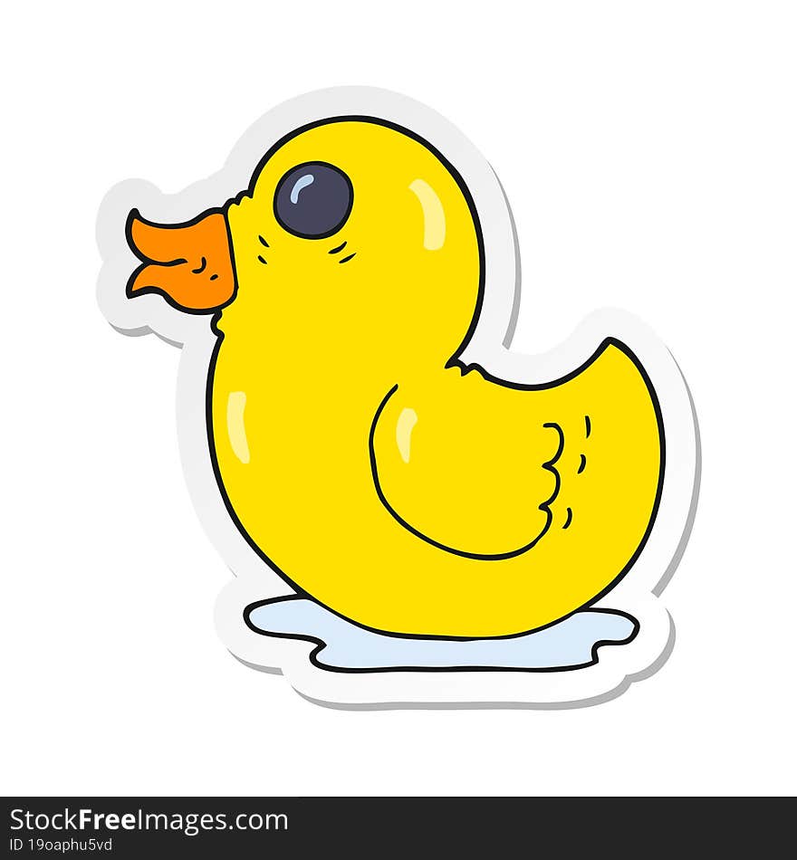 Sticker Of A Cartoon Rubber Duck