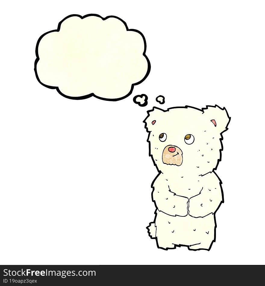 cartoon polar bear cub with thought bubble