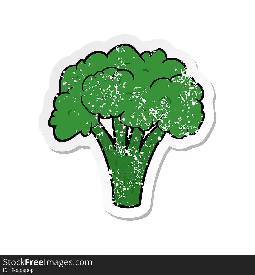 distressed sticker of a cartoon brocoli