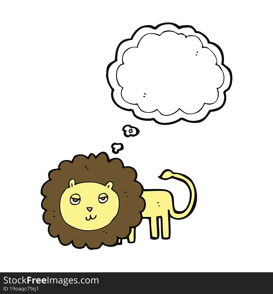 cartoon lion with thought bubble