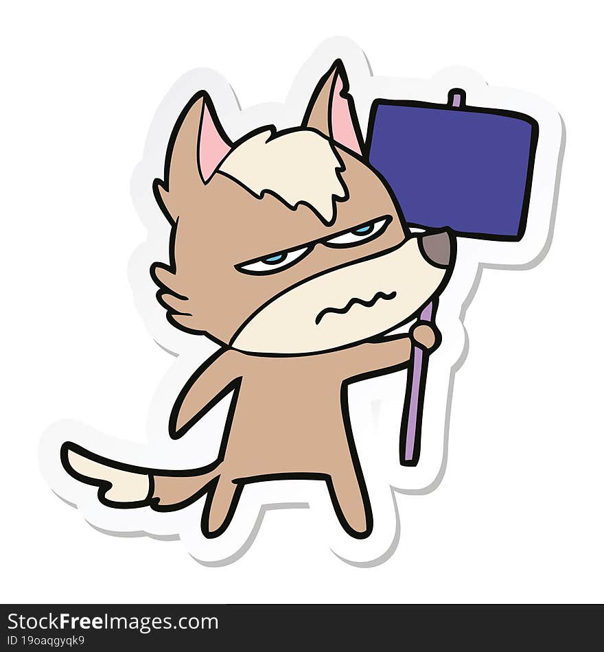 sticker of a cartoon annoyed wolf