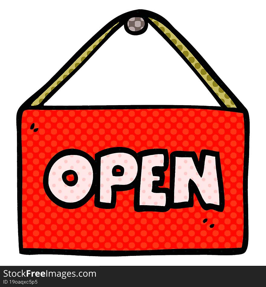 Cartoon Doodle Open Sign