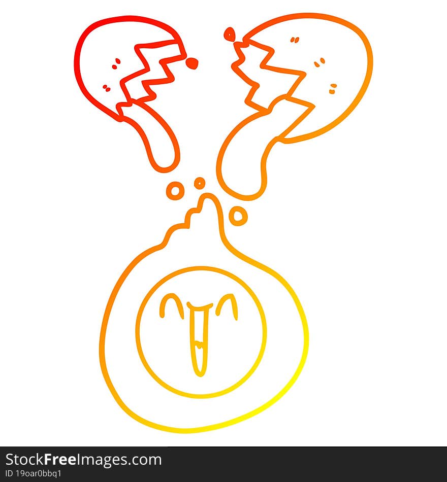 warm gradient line drawing cartoon cracked egg