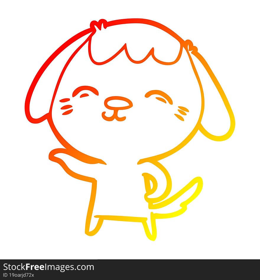 warm gradient line drawing happy cartoon dog