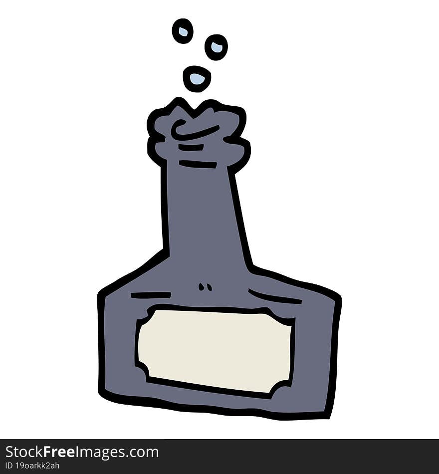 Hand Drawn Doodle Style Cartoon Bubbling Bottle